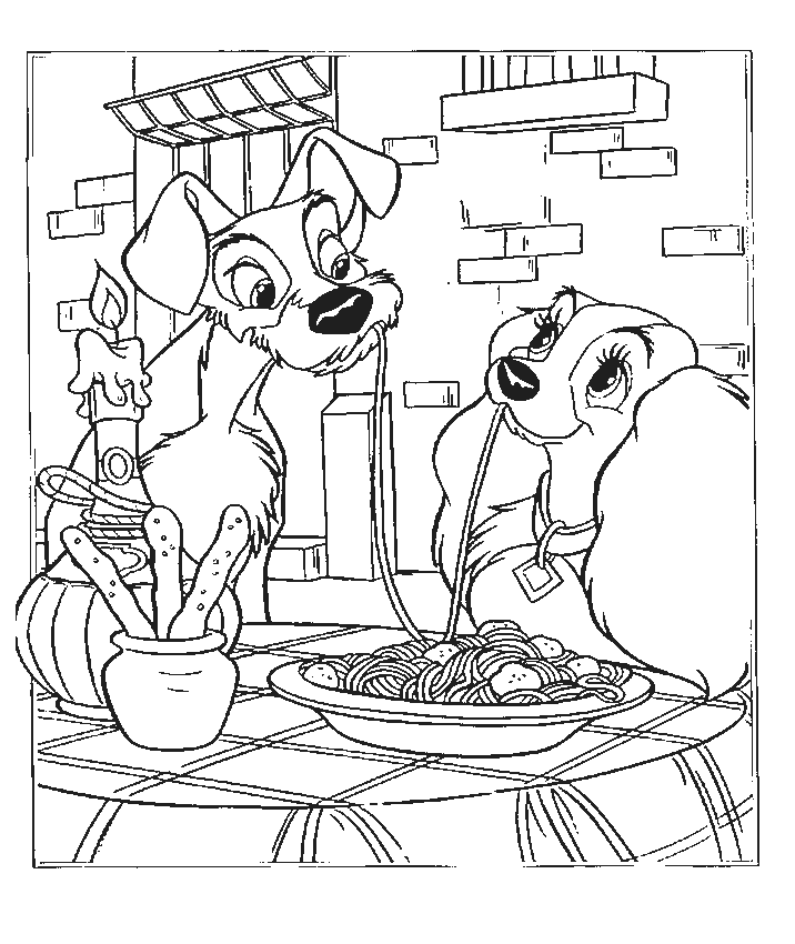 Coloring page: Lady and the Tramp (Animation Movies) #133325 - Free Printable Coloring Pages