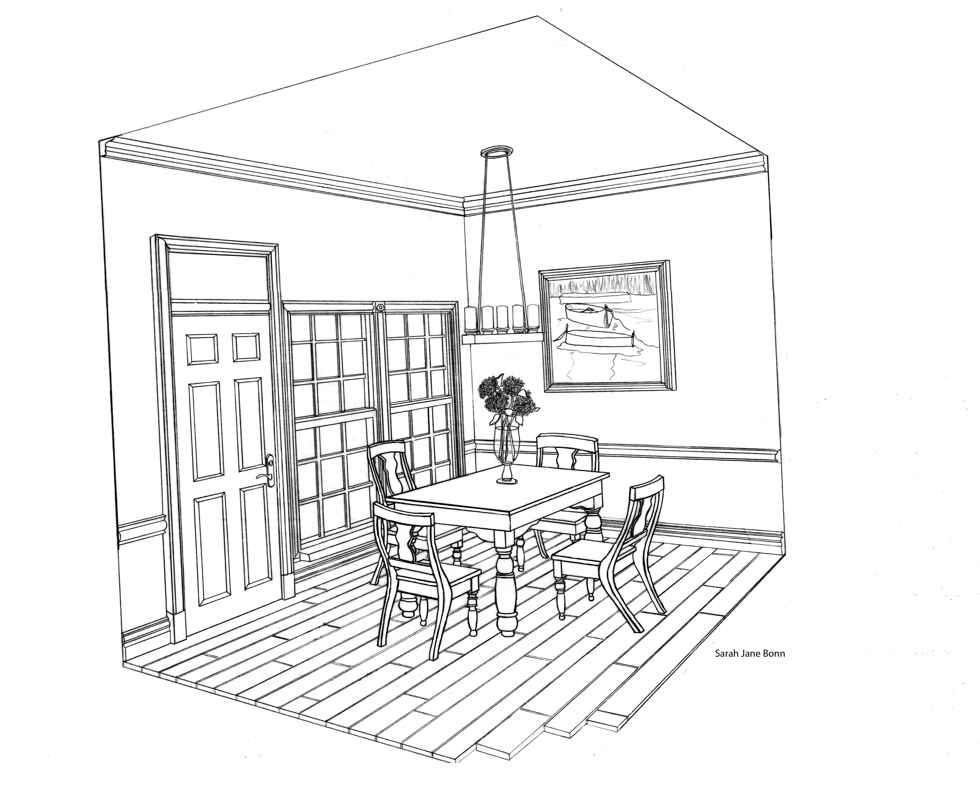 Coloring page: Dinning room (Buildings and Architecture) #66307 - Free Printable Coloring Pages