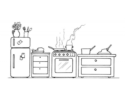 Coloring page: Kitchen room (Buildings and Architecture) #63532 - Free Printable Coloring Pages