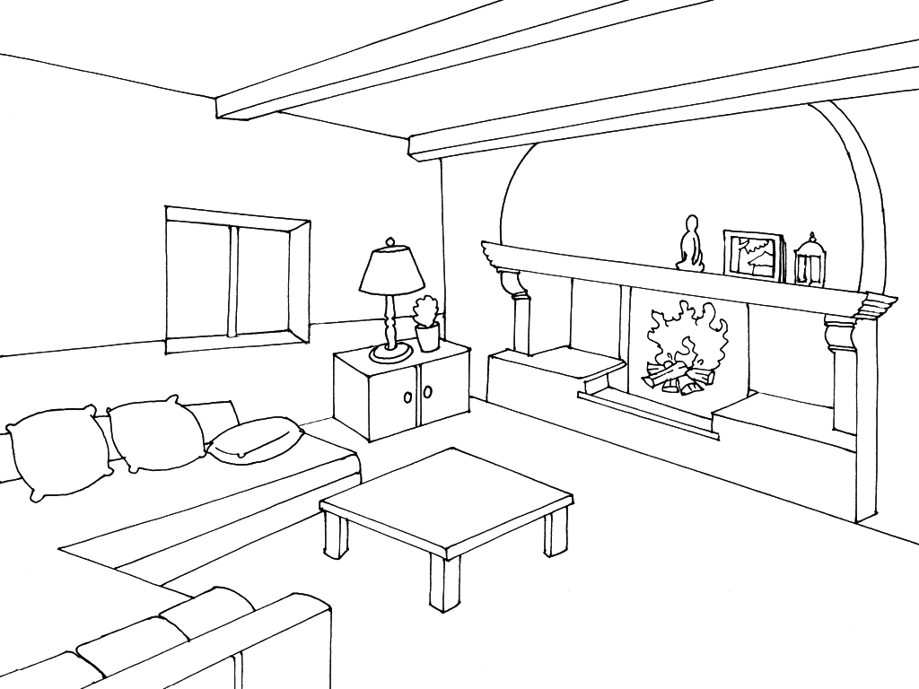 Coloring page: Living room (Buildings and Architecture) #63244 - Free Printable Coloring Pages