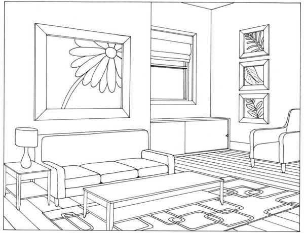 Coloring page: Living room (Buildings and Architecture) #66373 - Free Printable Coloring Pages