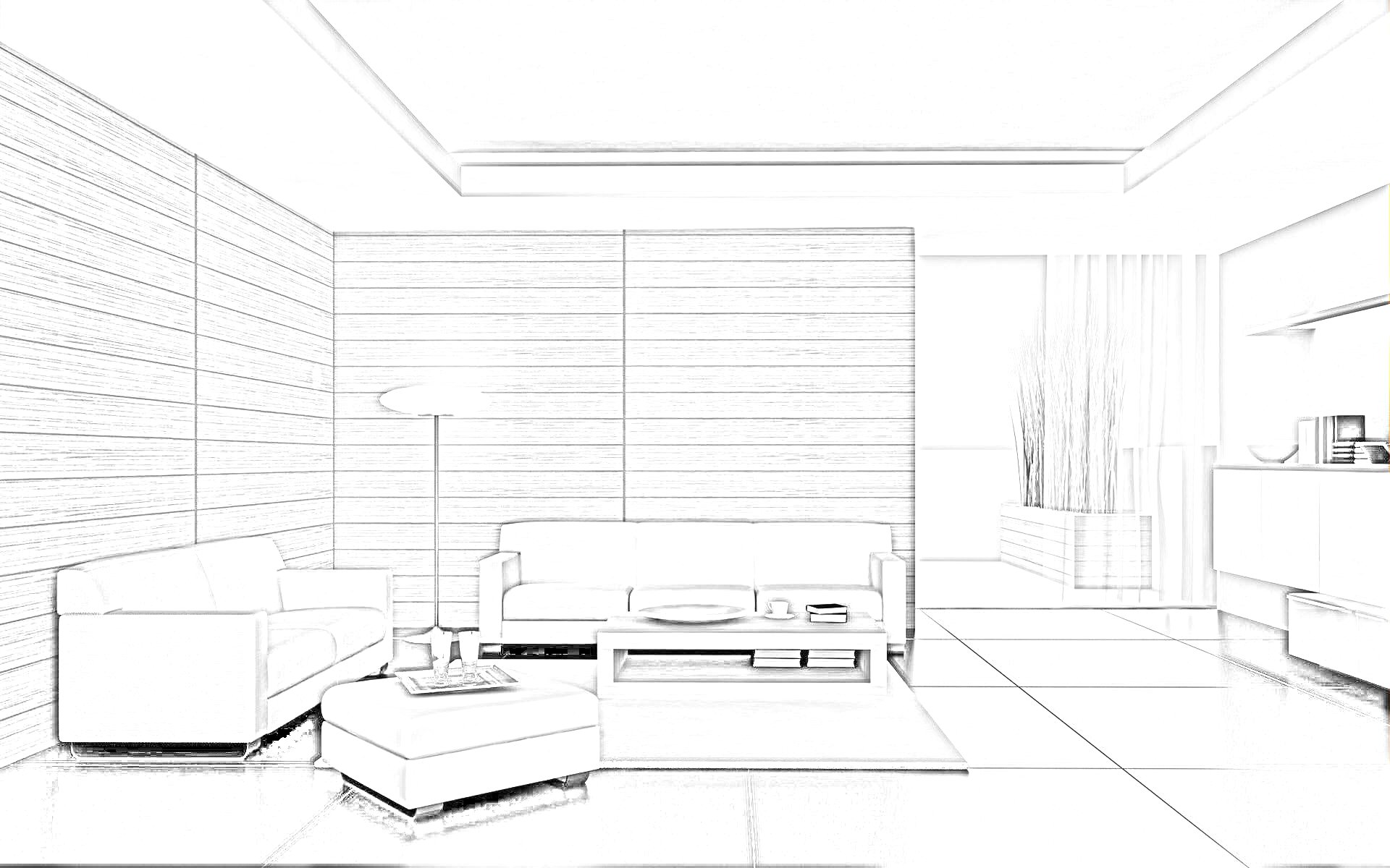 Coloring page: Living room (Buildings and Architecture) #66424 - Free Printable Coloring Pages