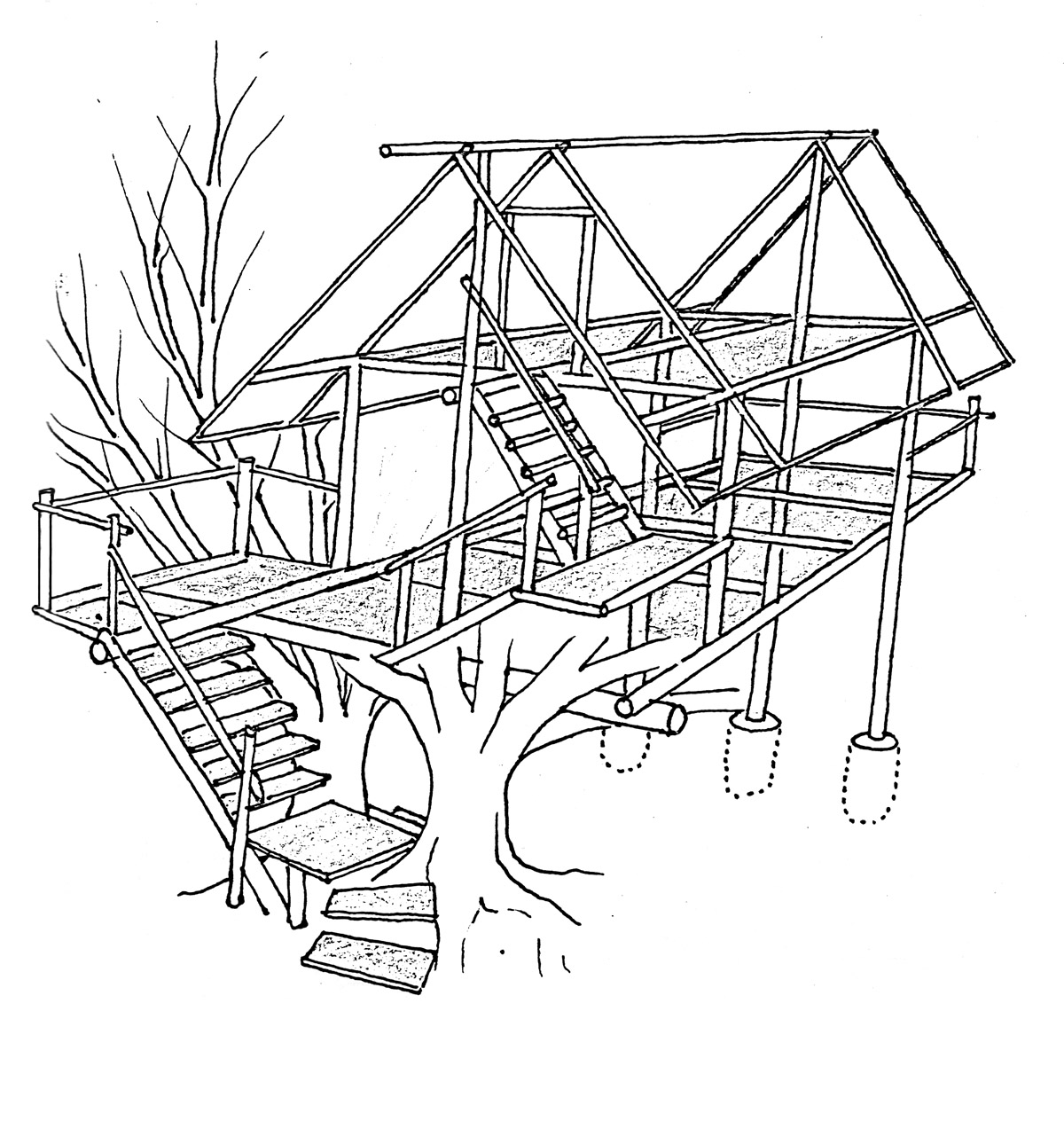 Coloring page: Tree House (Buildings and Architecture) #66027 - Free Printable Coloring Pages