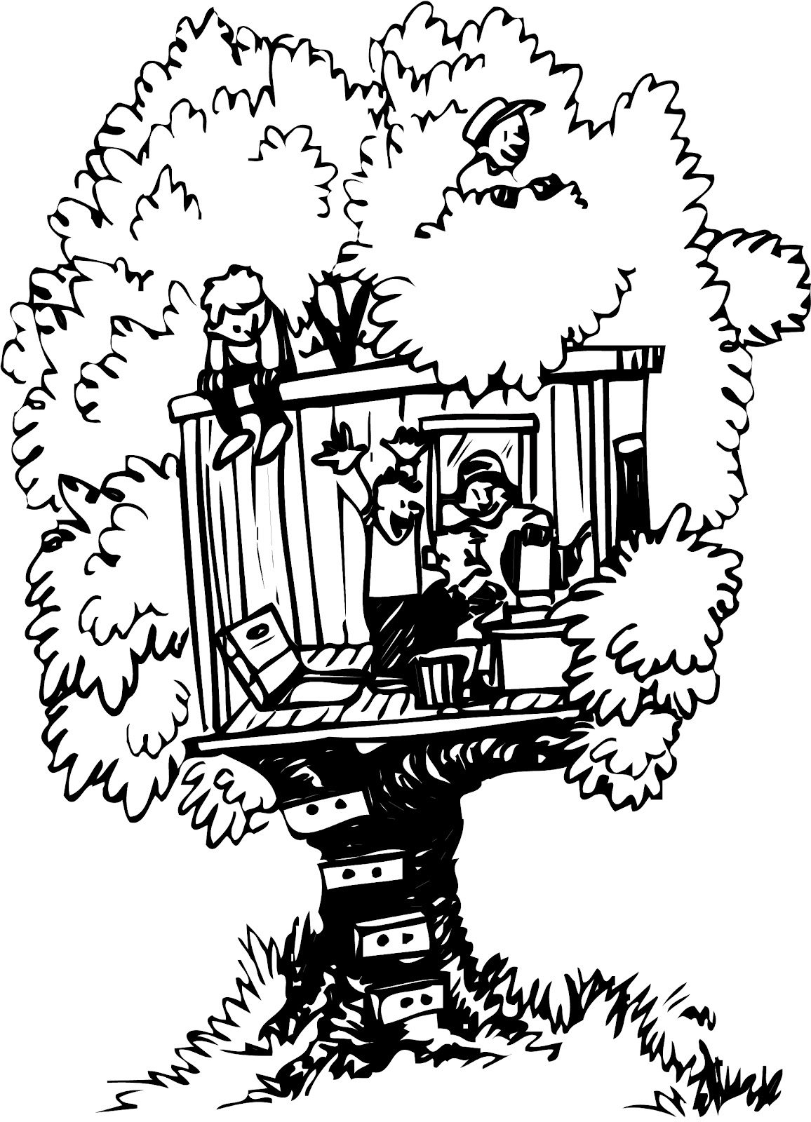 Coloring page: Tree House (Buildings and Architecture) #66030 - Free Printable Coloring Pages