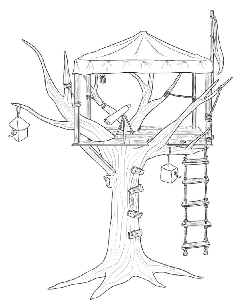 Coloring page: Tree House (Buildings and Architecture) #66032 - Free Printable Coloring Pages