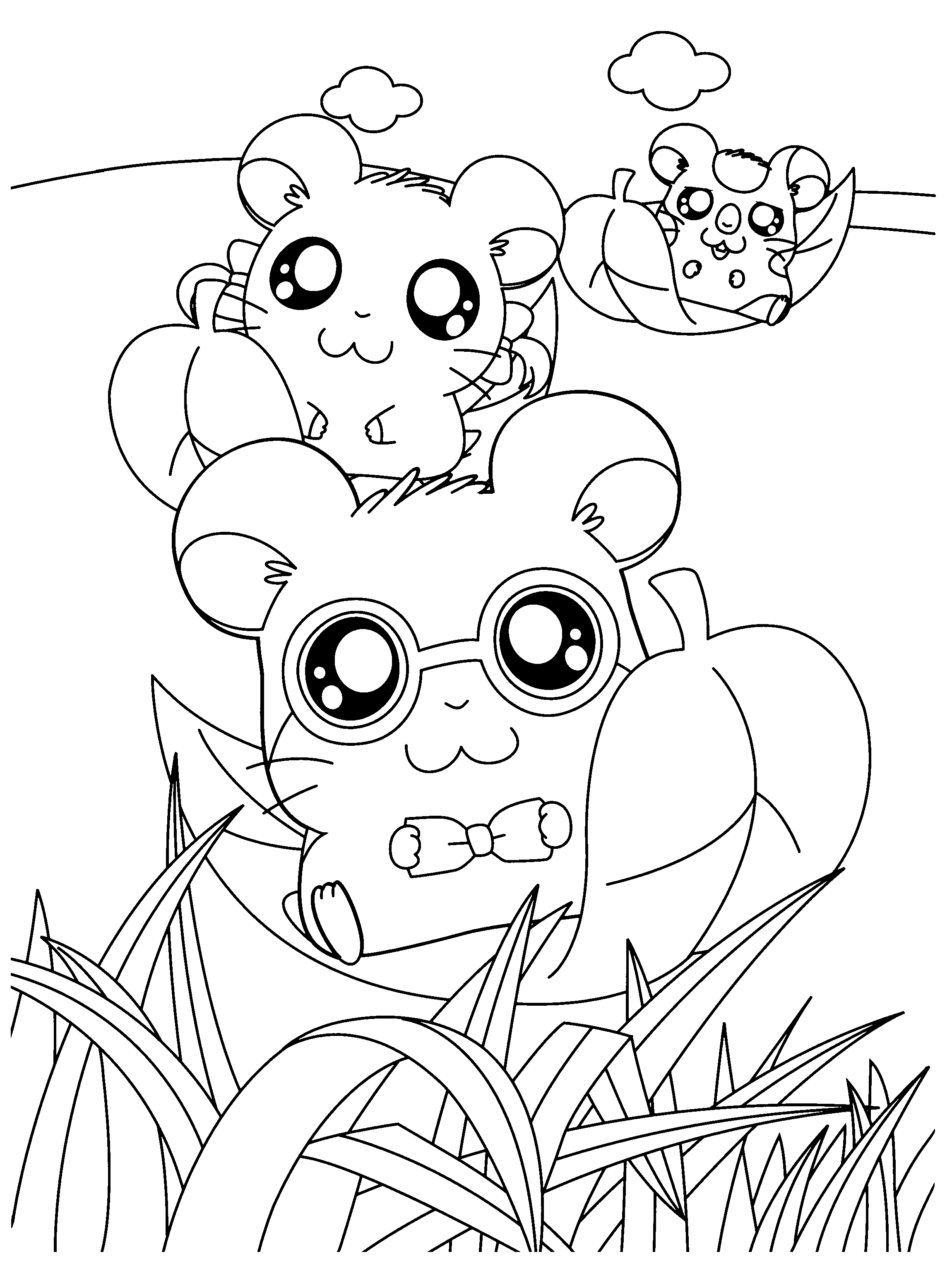 Coloring page: Hamtaro (Cartoons) #39986 - Free Printable Coloring Pages