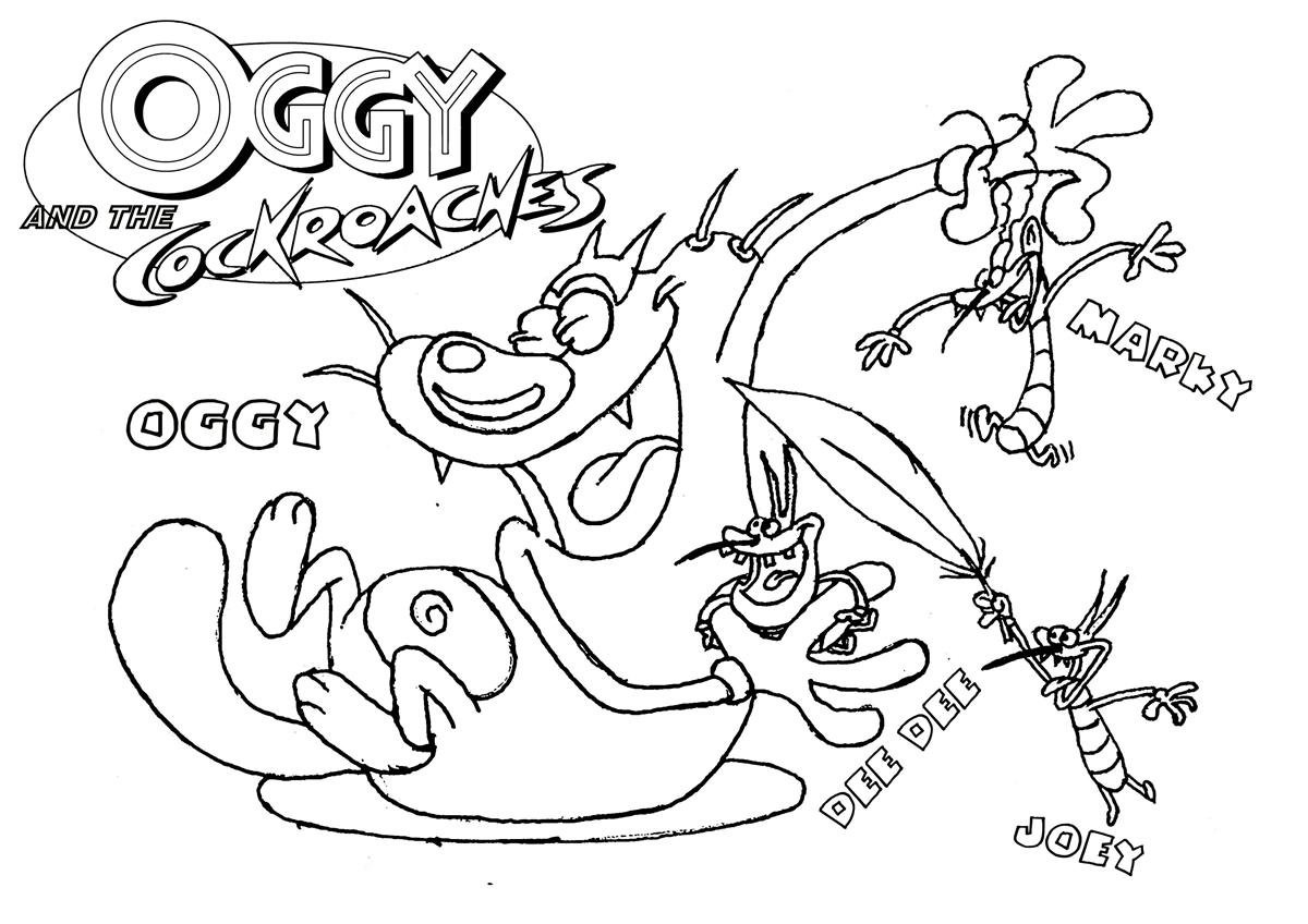 Coloring page: Oggy and the Cockroaches (Cartoons) #37860 - Free Printable Coloring Pages