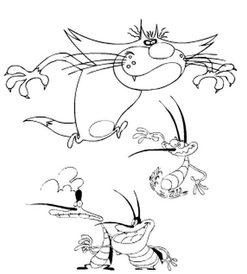 Coloring page: Oggy and the Cockroaches (Cartoons) #37967 - Free Printable Coloring Pages