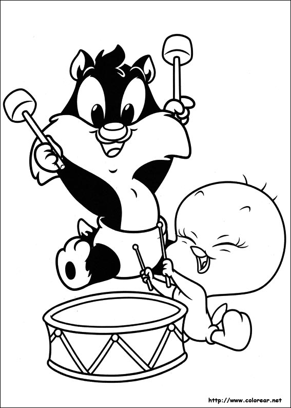 Coloring page: Tweety and Sylvester (Cartoons) #29272 - Free Printable Coloring Pages