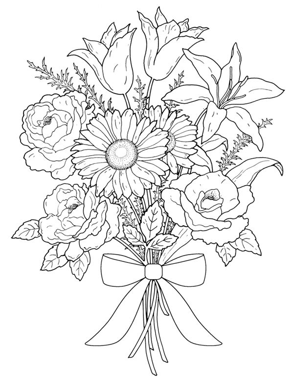 Coloring page: Bouquet of flowers (Nature) #160879 - Free Printable Coloring Pages