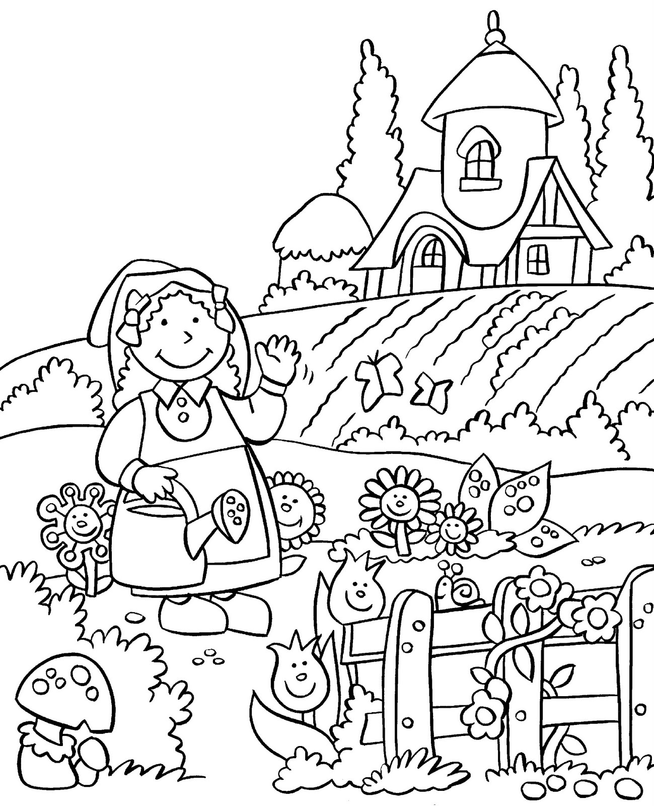 Coloring page: Garden (Nature) #166315 - Free Printable Coloring Pages