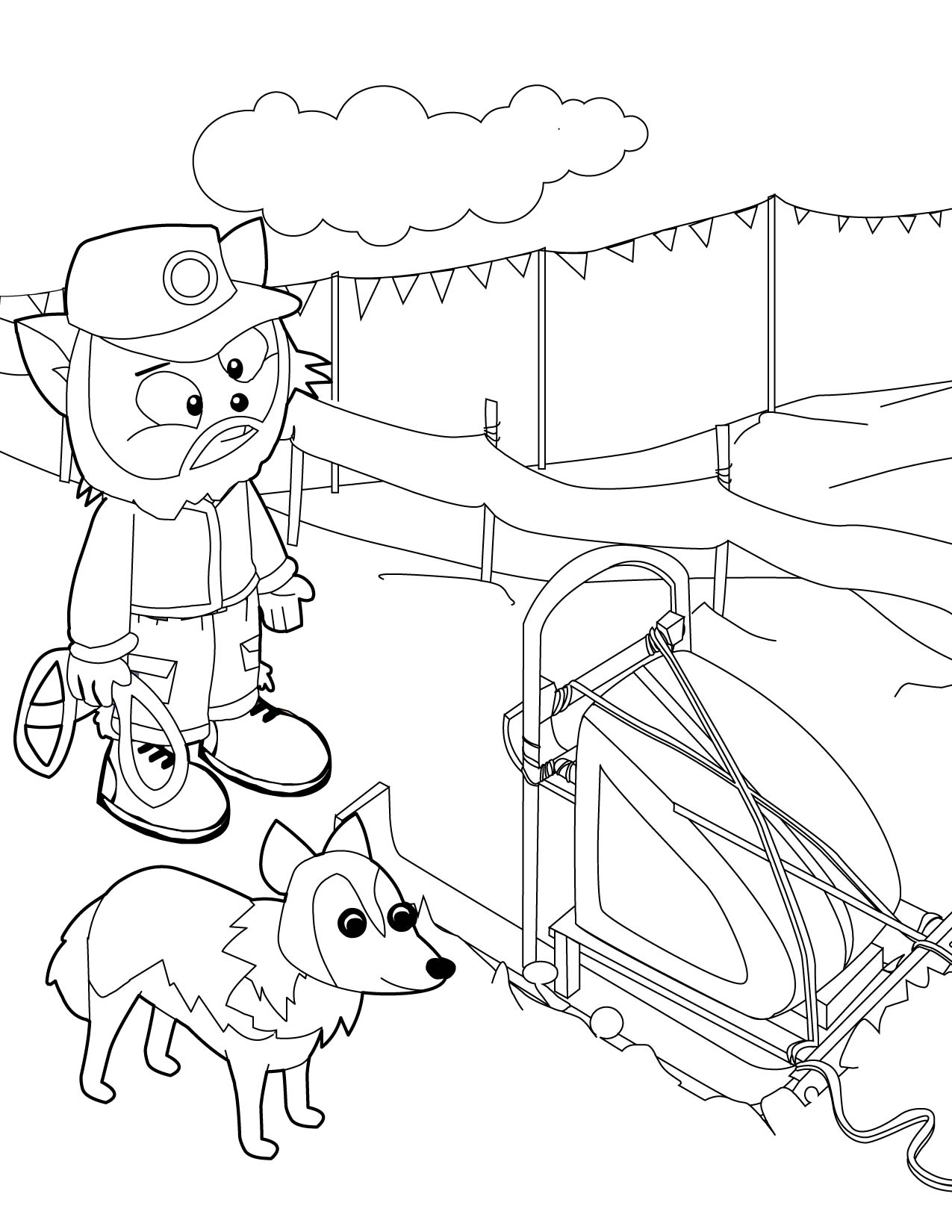 Coloring page: Dog Sled (Transportation) #142646 - Free Printable Coloring Pages