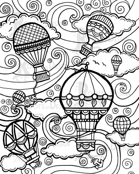 Coloring page: Hot air balloon (Transportation) #134682 - Free Printable Coloring Pages