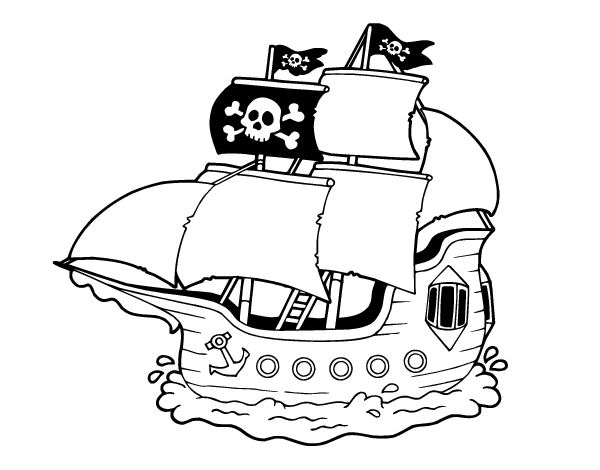 Coloring page: Pirate ship (Transportation) #138240 - Free Printable Coloring Pages