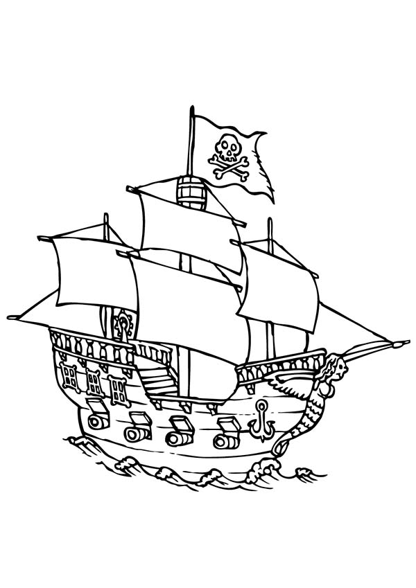 Coloring page: Pirate ship (Transportation) #138349 - Free Printable Coloring Pages