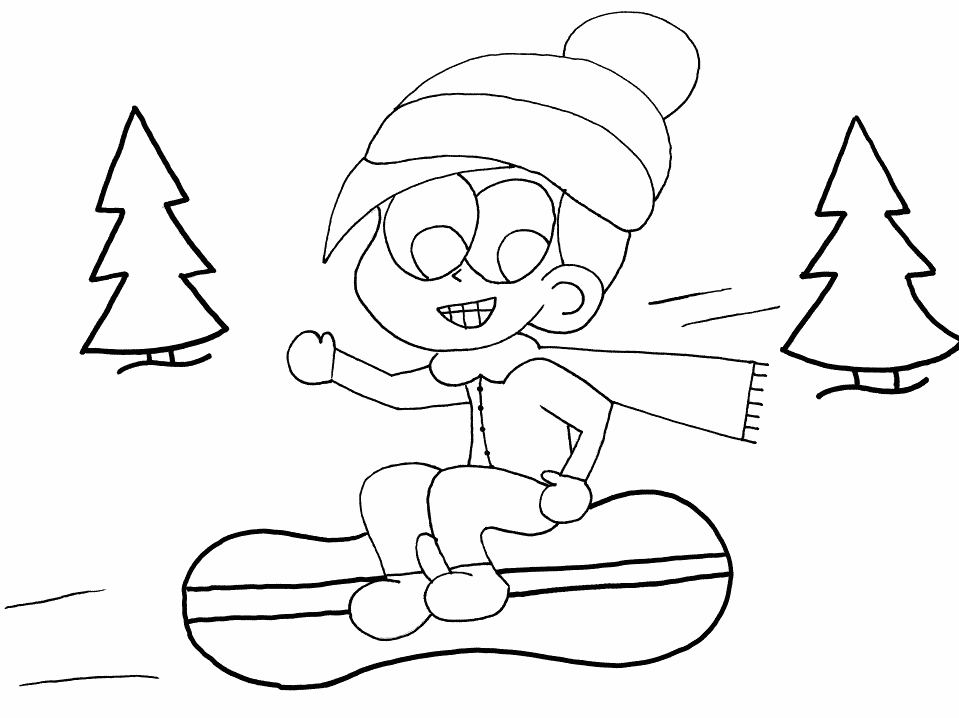 Drawing Snowboard Transportation Printable Coloring Pages