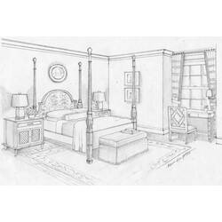 Coloring page: Bedroom (Buildings and Architecture) #66594 - Free Printable Coloring Pages