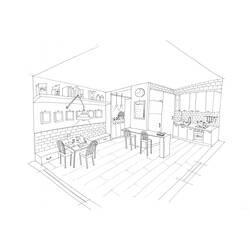 Coloring page: Kitchen room (Buildings and Architecture) #63601 - Free Printable Coloring Pages