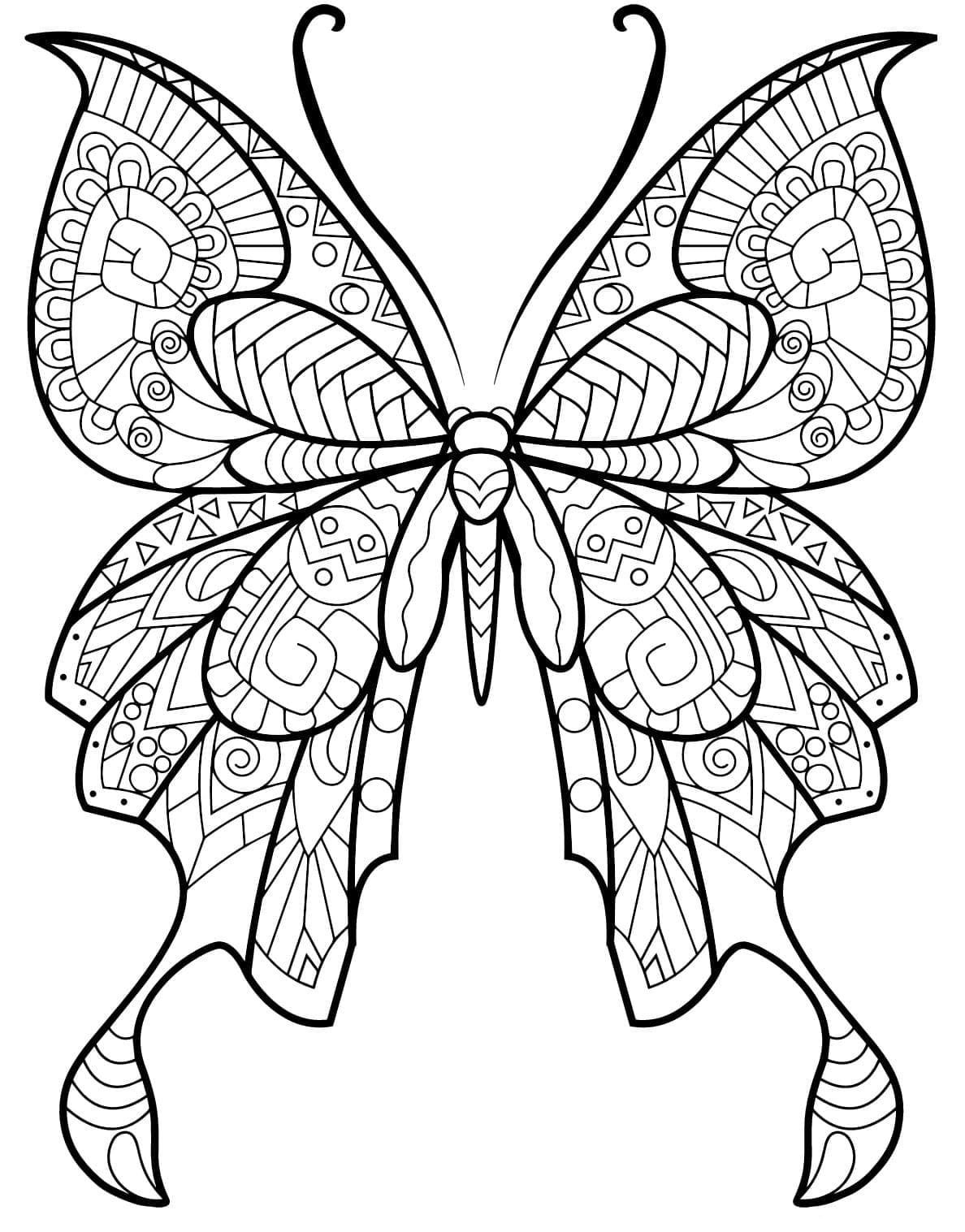 Free printable Adult Butterfly coloring page #174332 from Adult Coloring collection