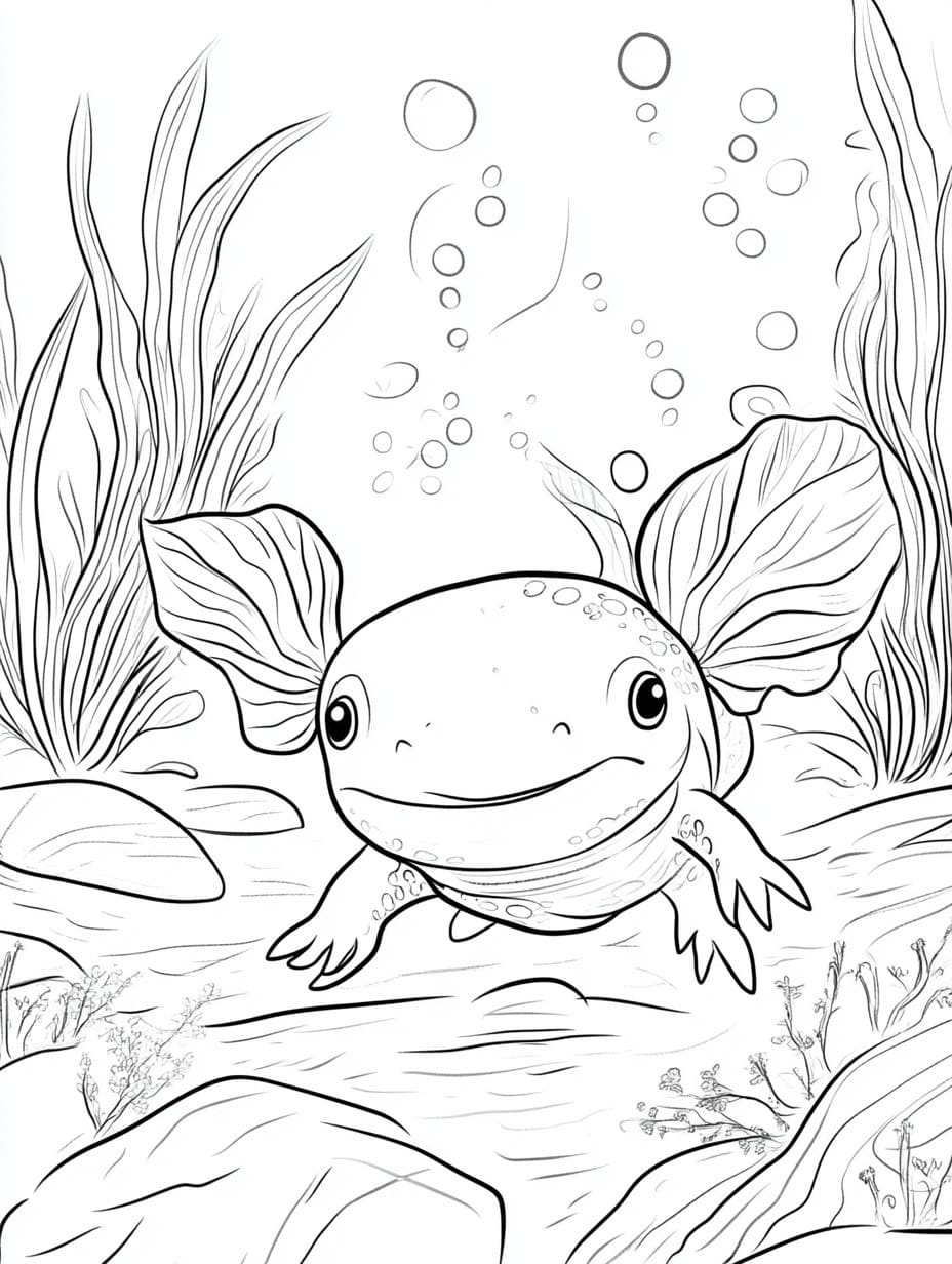 Free printable Axolotl coloring page #220216 from Animals collection Free printable Axolotl coloring page #220216 from Animals collection
