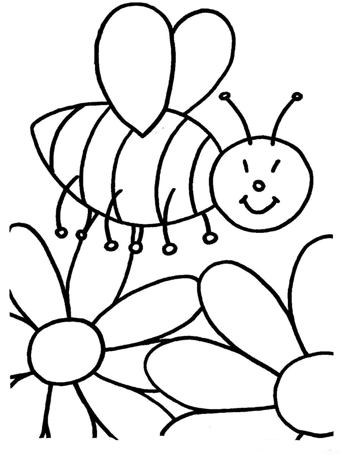 bee and flower coloring pages