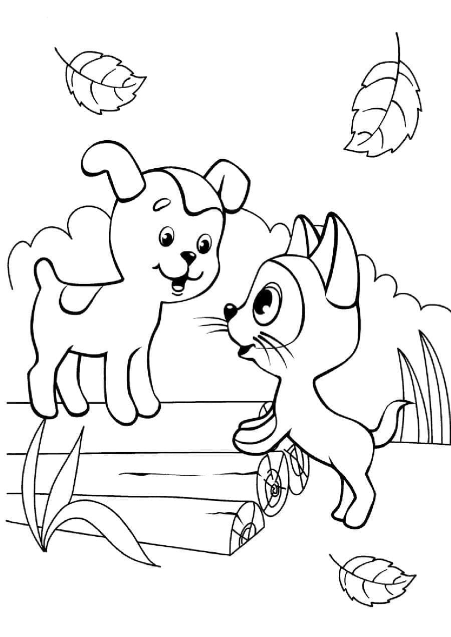 Free printable Dog and Cat coloring page #211022 from Animals collection Free printable Dog and Cat coloring page #211022 from Animals collection