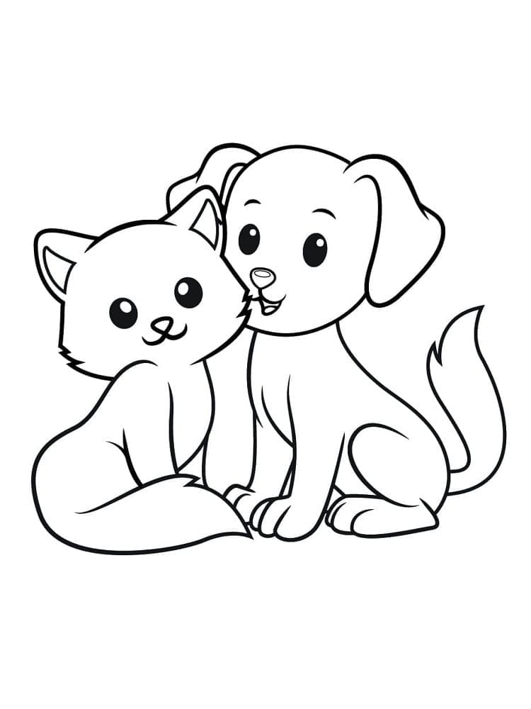 Free printable Dog and Cat coloring page #211024 from Animals collection Free printable Dog and Cat coloring page #211024 from Animals collection