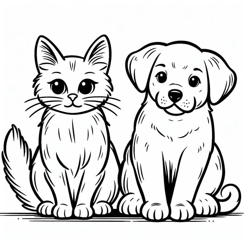 Free printable Dog and Cat coloring page #211034 from Animals collection Free printable Dog and Cat coloring page #211034 from Animals collection