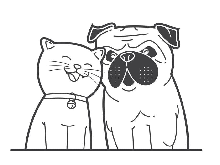 Free printable Dog and Cat coloring page #211035 from Animals collection Free printable Dog and Cat coloring page #211035 from Animals collection