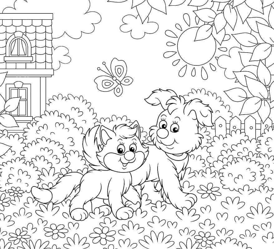 Free printable Dog and Cat coloring page #211041 from Animals collection