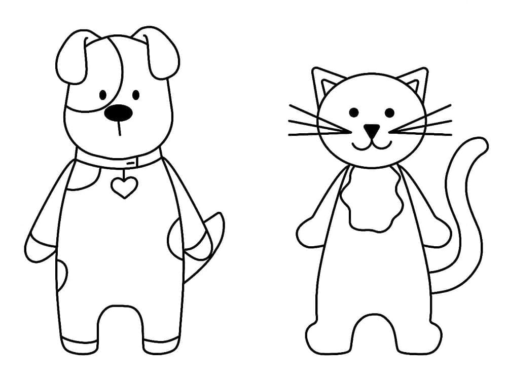 Free printable Dog and Cat coloring page #211044 from Animals collection Free printable Dog and Cat coloring page #211044 from Animals collection