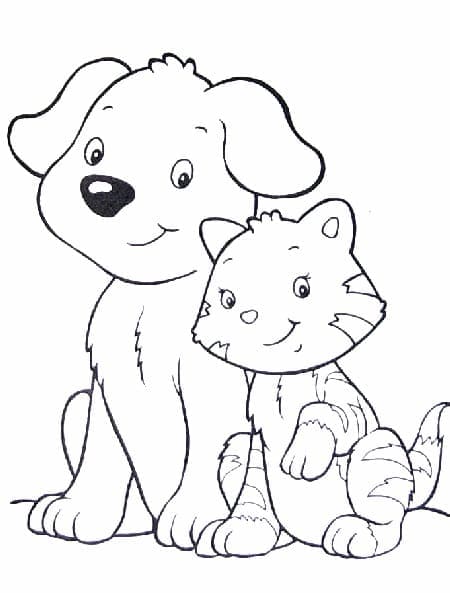Free printable Dog and Cat coloring page #211052 from Animals collection Free printable Dog and Cat coloring page #211052 from Animals collection