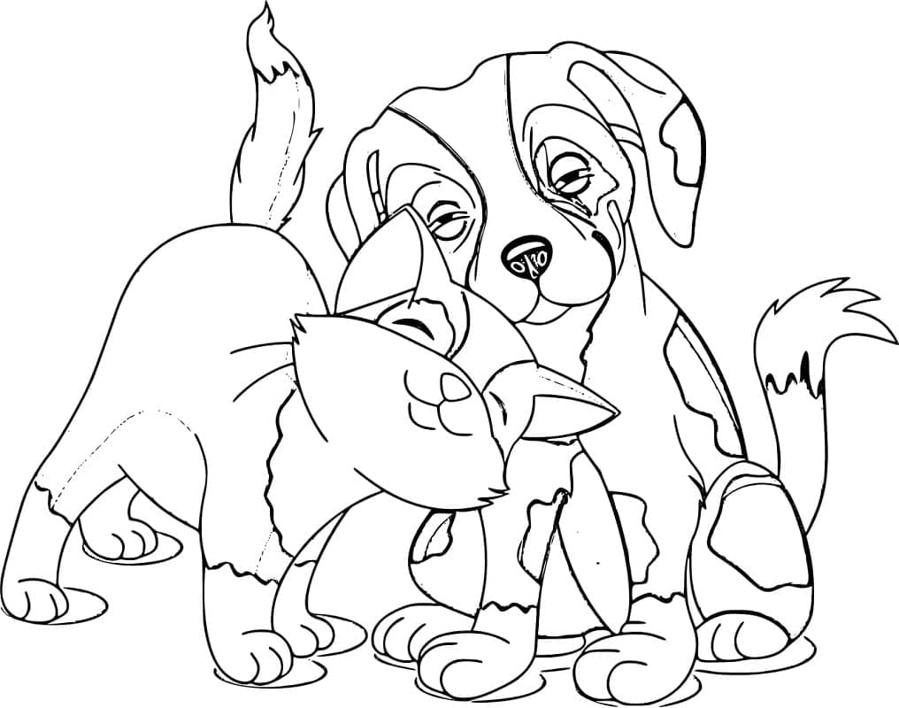 Free printable Dog and Cat coloring page #211068 from Animals collection