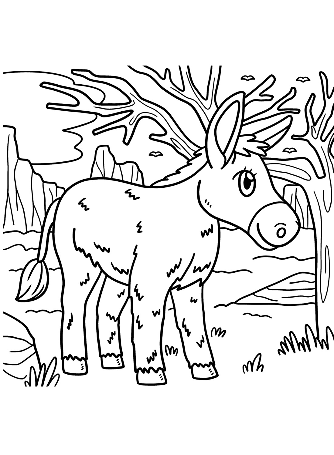 Free printable Donkey coloring page #197836 from Animals collection