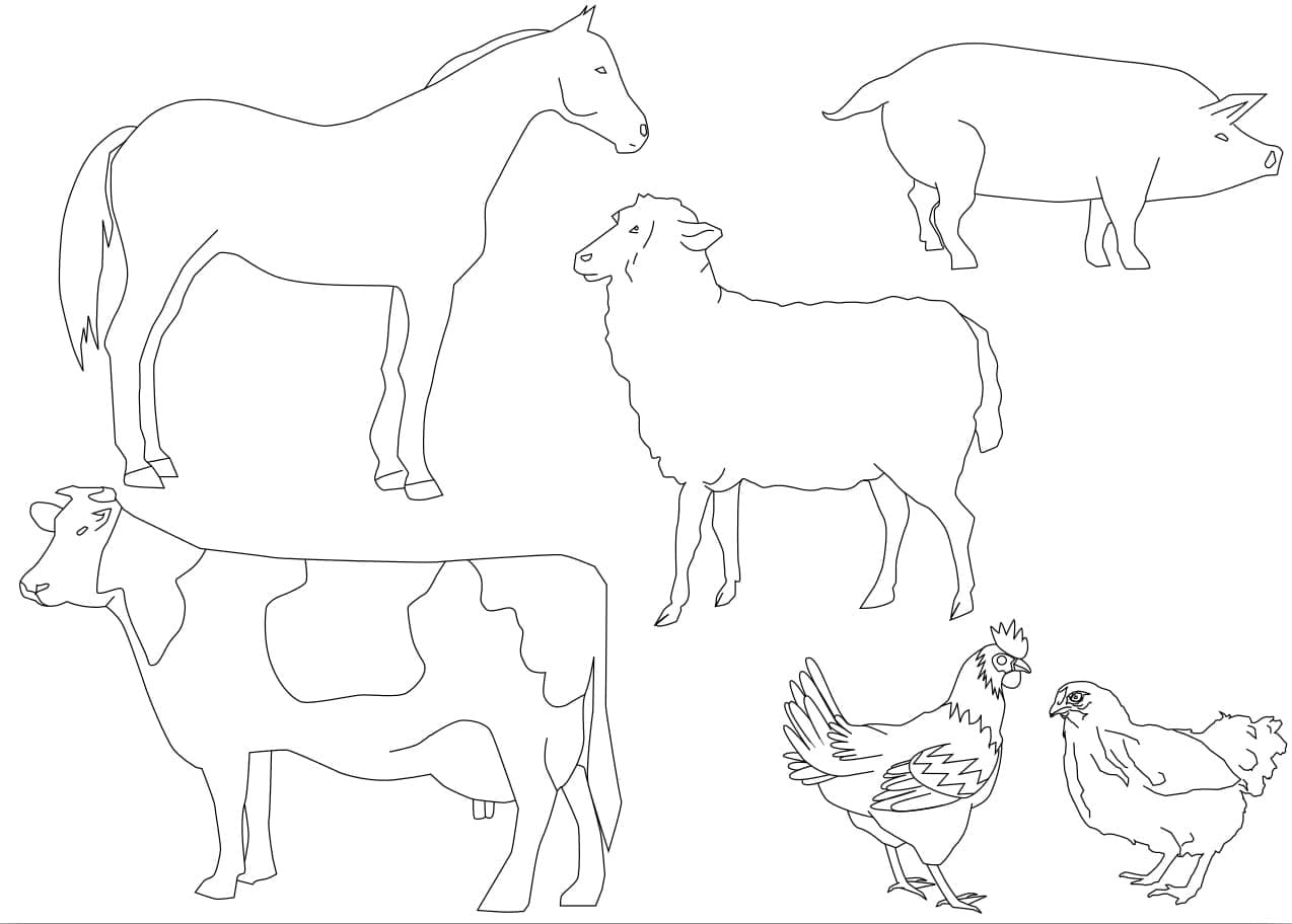 Free printable Farm Animals coloring page #198125 from Animals collection Free printable Farm Animals coloring page #198125 from Animals collection
