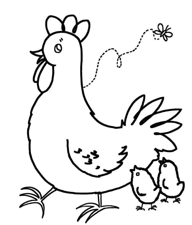 Free printable Hen and Chick coloring page #193165 from Animals collection Free printable Hen and Chick coloring page #193165 from Animals collection