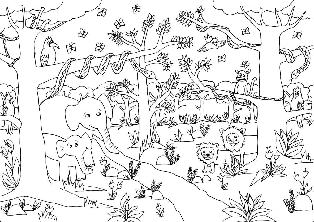 Free printable Jungle coloring page #181012 from Animals collection