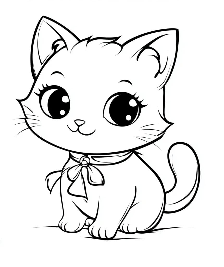 Free printable Kawaii Cat coloring page #216277 from Animals collection