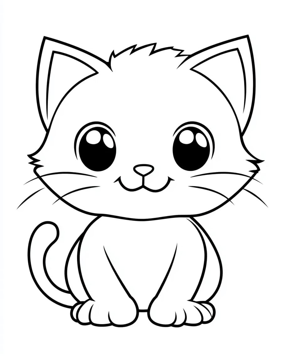 Free printable Kawaii Cat coloring page #216283 from Animals collection Free printable Kawaii Cat coloring page #216283 from Animals collection