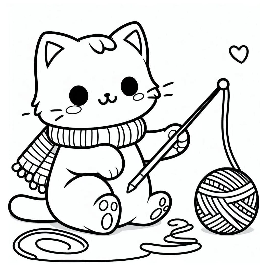 Free printable Kawaii Cat coloring page #216284 from Animals collection