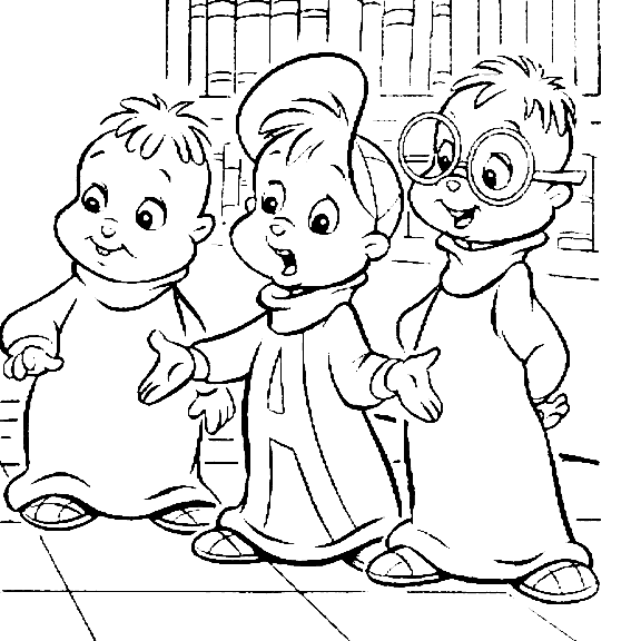 Coloring page: Alvin and the Chipmunks (Animation Movies) #128250 - Free Printable Coloring Pages