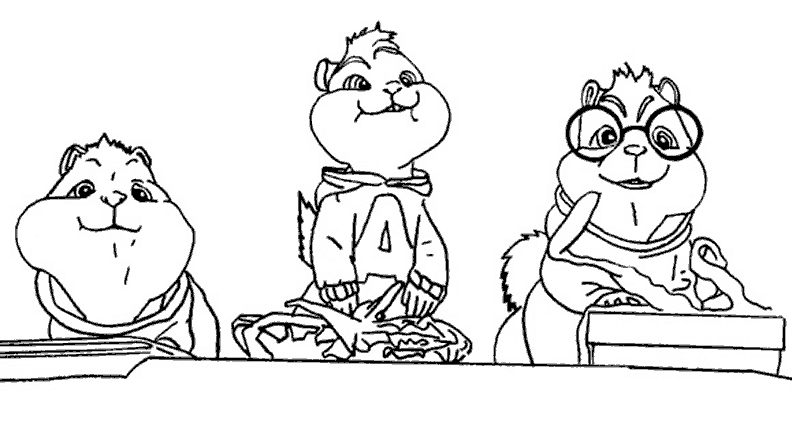 Coloring page: Alvin and the Chipmunks (Animation Movies) #128276 - Free Printable Coloring Pages