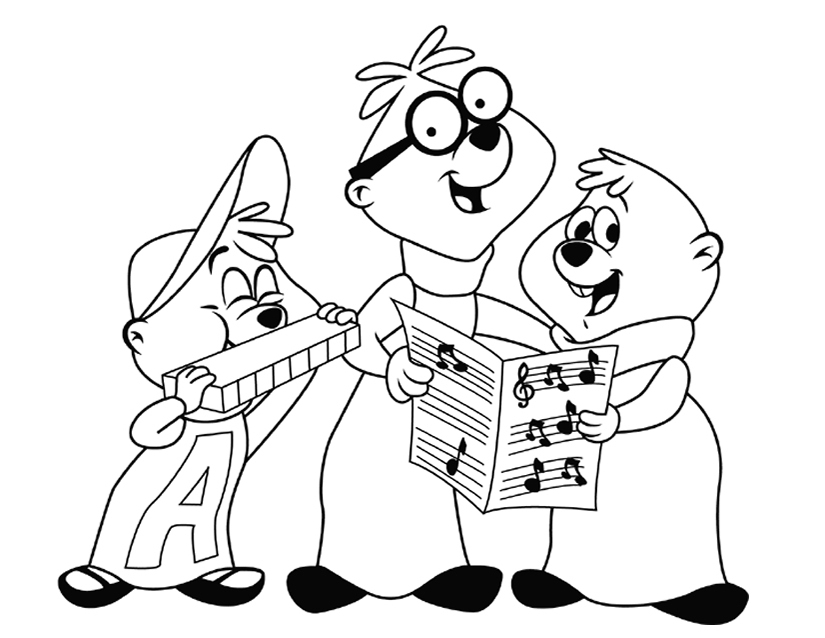 Coloring page: Alvin and the Chipmunks (Animation Movies) #128300 - Free Printable Coloring Pages