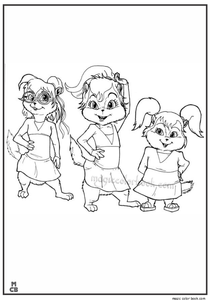 Coloring page: Alvin and the Chipmunks (Animation Movies) #128444 - Free Printable Coloring Pages