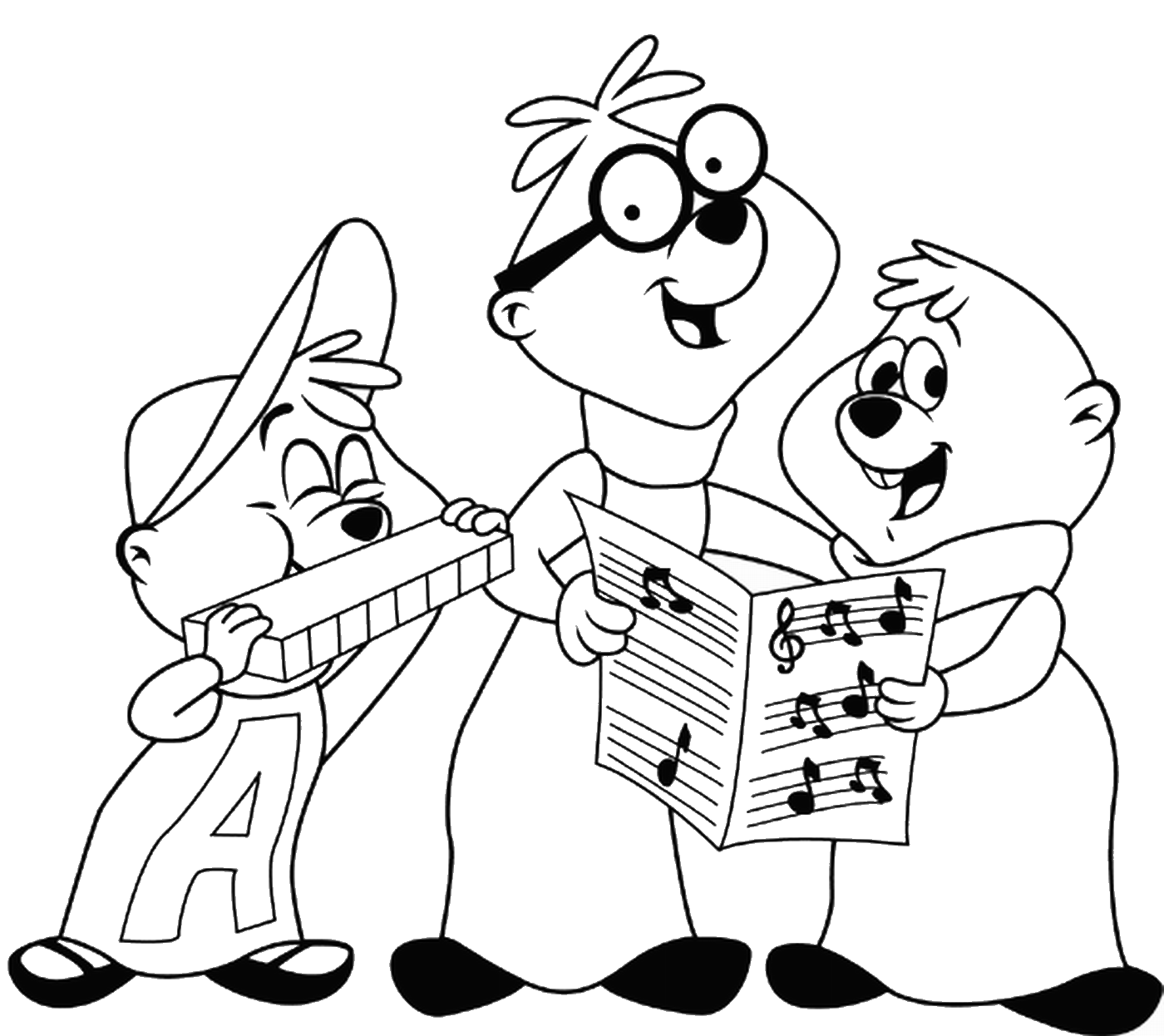 Coloring page: Alvin and the Chipmunks (Animation Movies) #128457 - Free Printable Coloring Pages