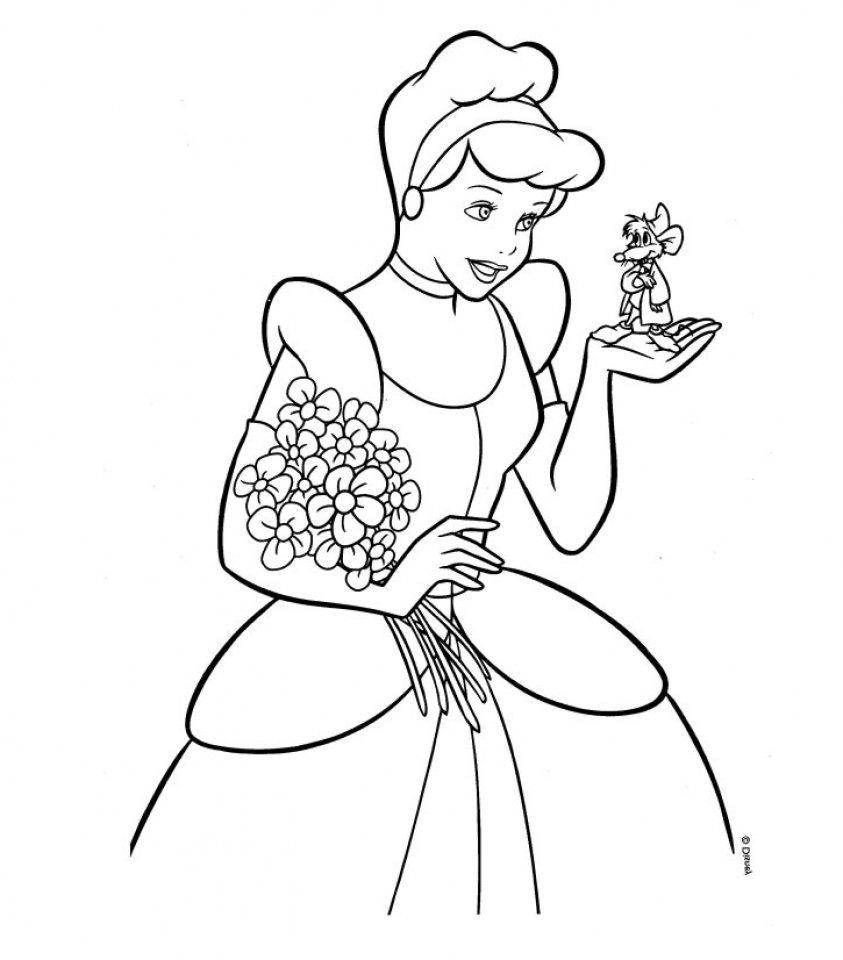 Drawings To Paint & Colour Cinderella - Print Design 076