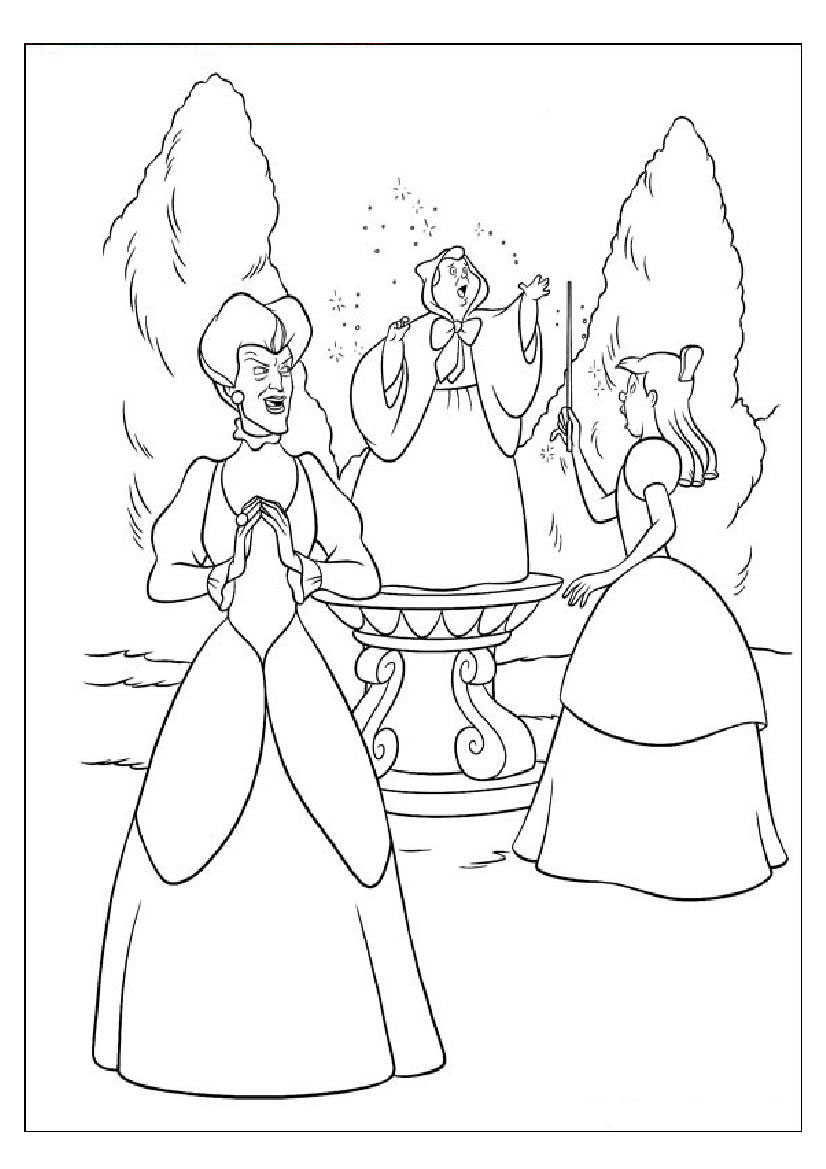 cinderella step sisters stepmother coloring pages