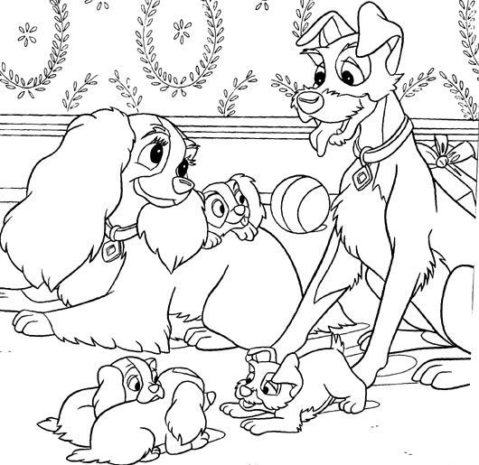 Coloring page: Lady and the Tramp (Animation Movies) #133210 - Free Printable Coloring Pages