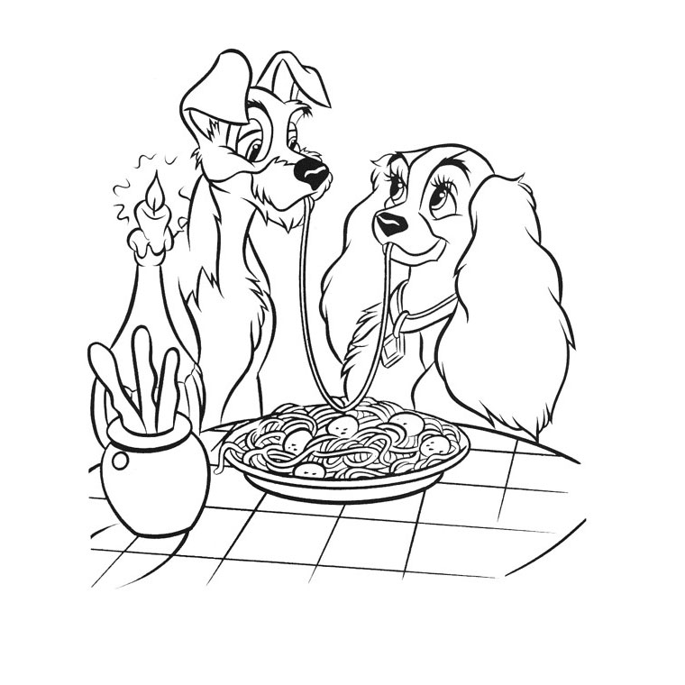 Coloring page: Lady and the Tramp (Animation Movies) #133211 - Free Printable Coloring Pages