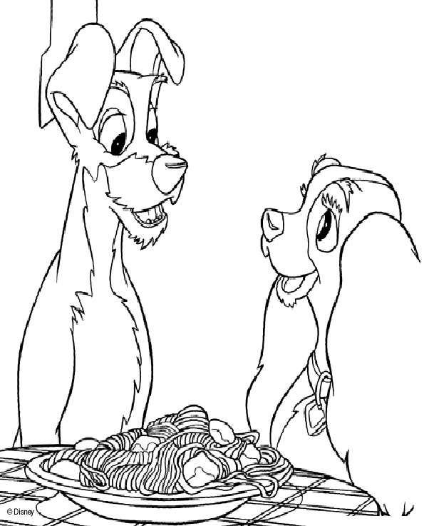 Coloring page: Lady and the Tramp (Animation Movies) #133258 - Free Printable Coloring Pages